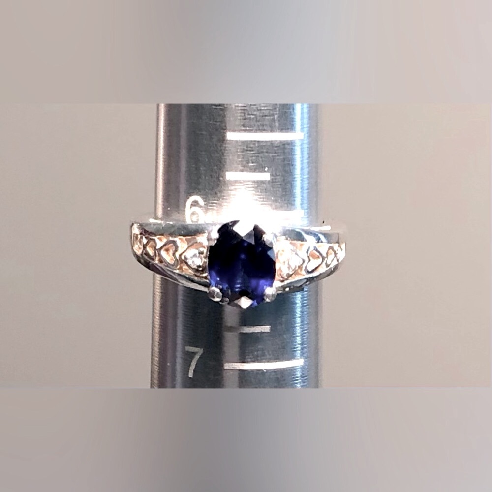 ❤️HP❤️Sterling Silver Blue Sapphire and White CZ’s Ring